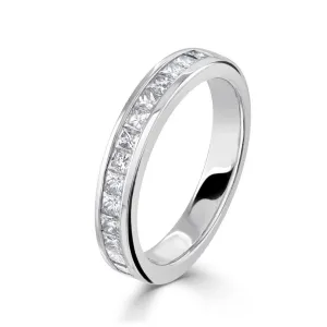 0.75ct 14-Princess Cut Diamond 18ct White Gold Half Eternity Ring