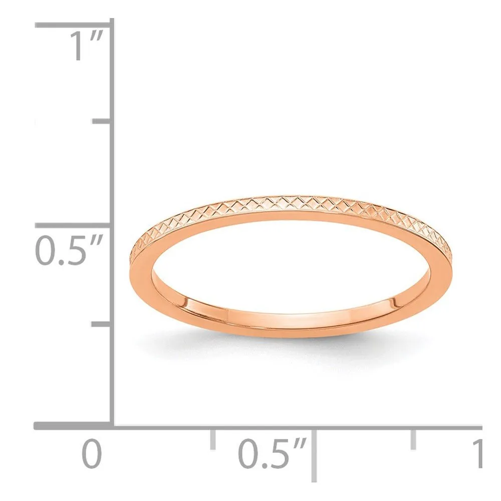 1.2mm 10k Rose Gold Crisscross Flat Stackable Band