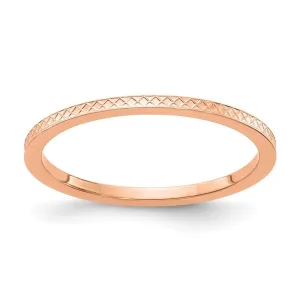 1.2mm 10k Rose Gold Crisscross Flat Stackable Band