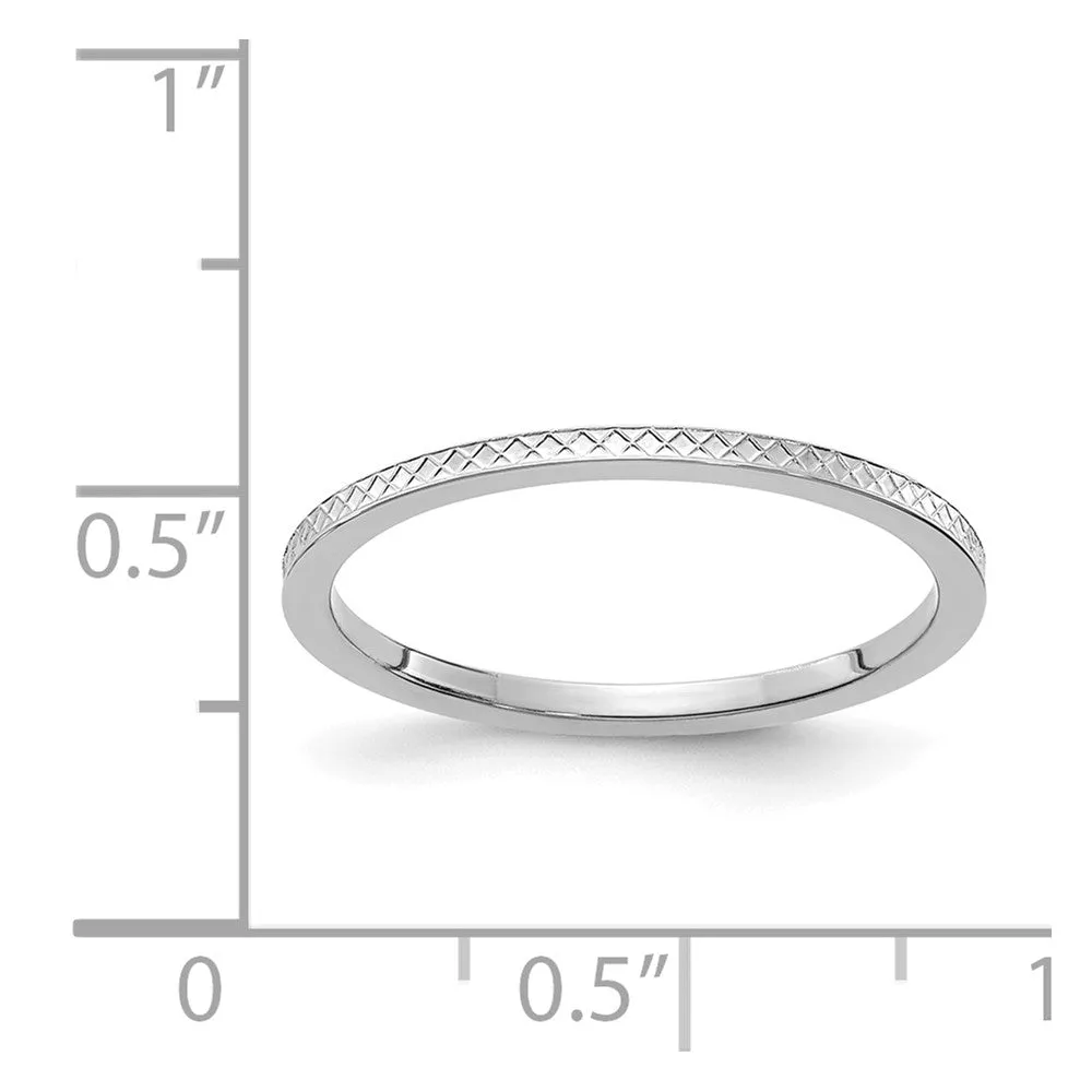 1.2mm 14k White Gold Crisscross Flat Stackable Band