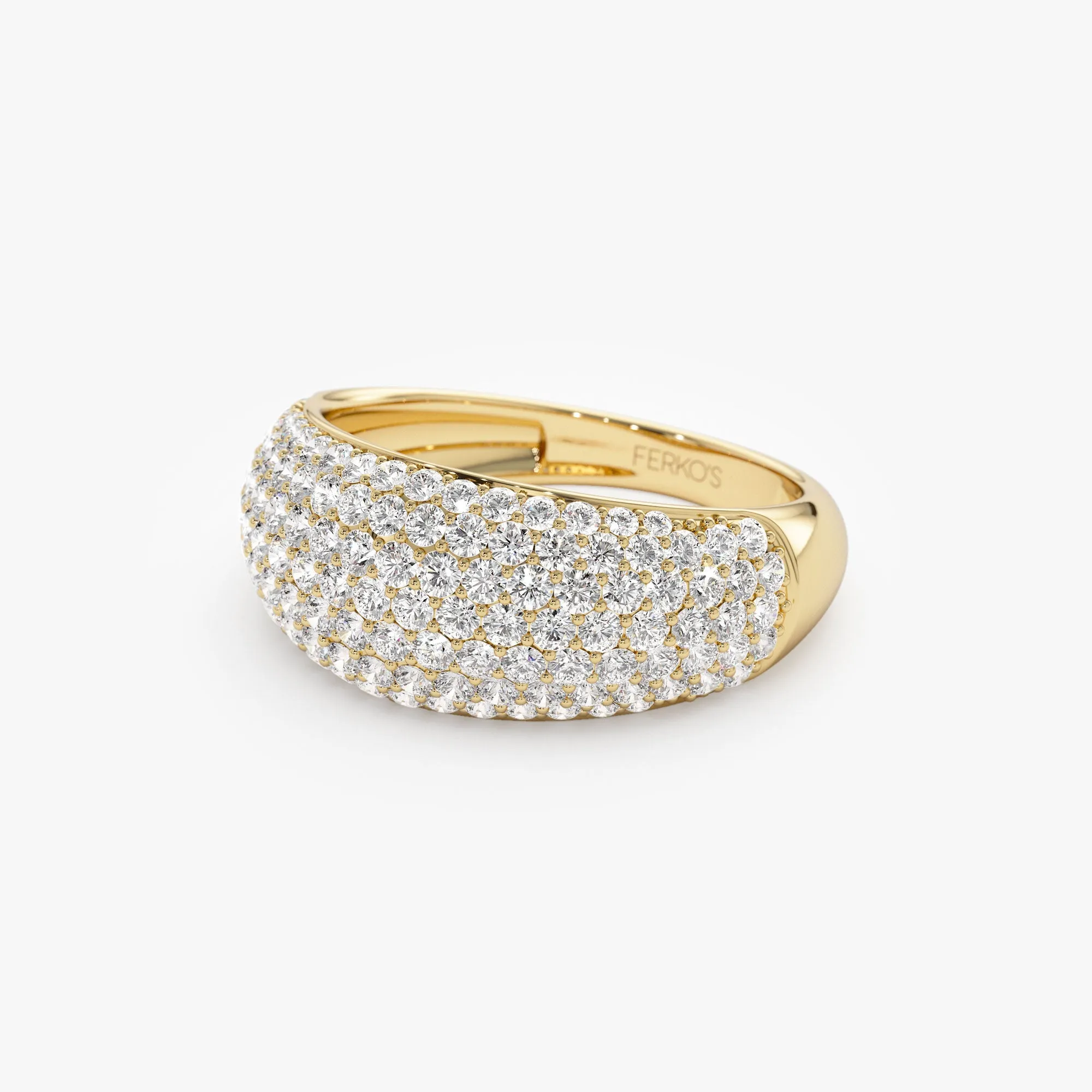 14k Chunky Dome Pave Setting Statement Diamond Ring