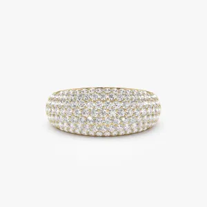 14k Chunky Dome Pave Setting Statement Diamond Ring