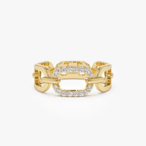 14k Diamond Buckle Chain Ring