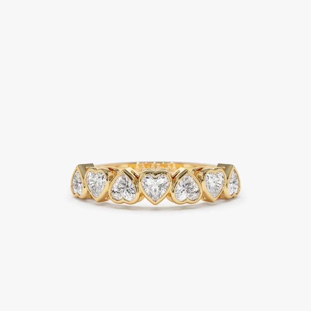 14k Heart Shape Up Down Bezel Setting Diamond Ring