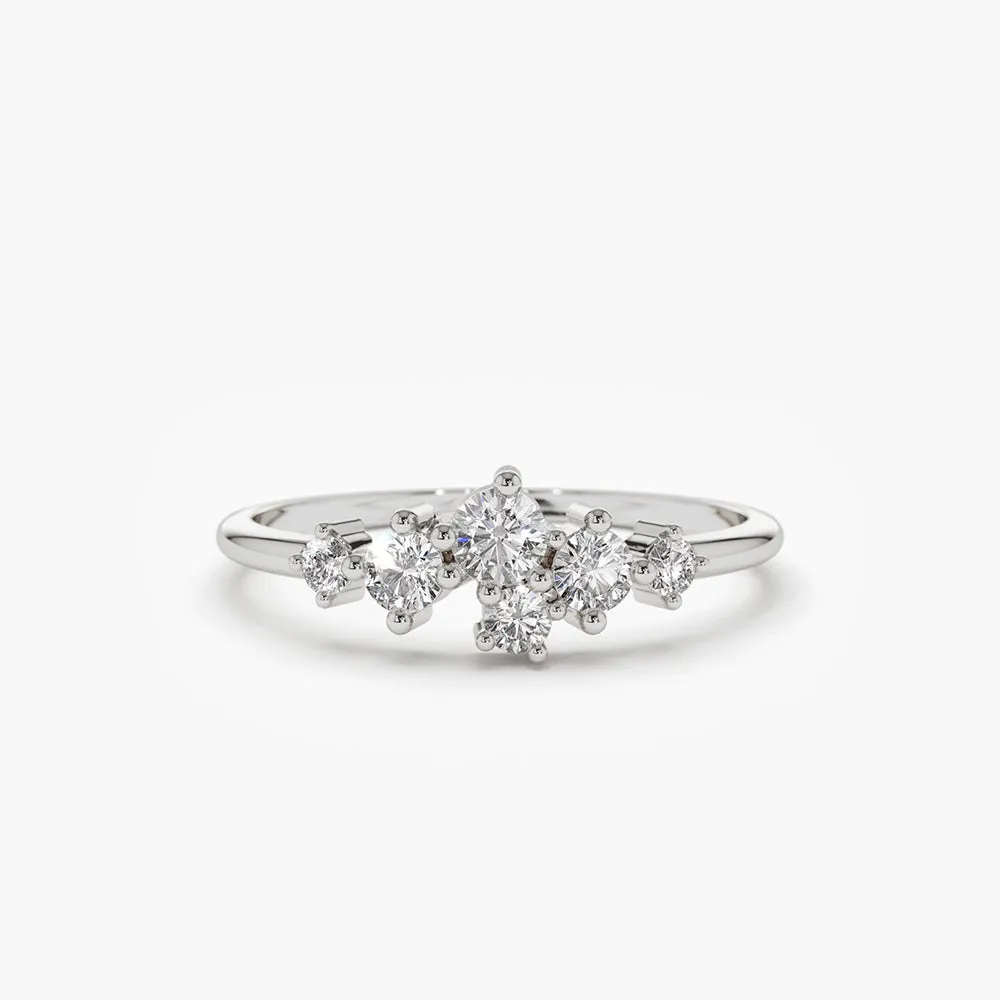 14K Large Diamond Cluster Ring