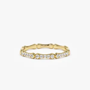 14k Pave Diamond Bamboo Ring