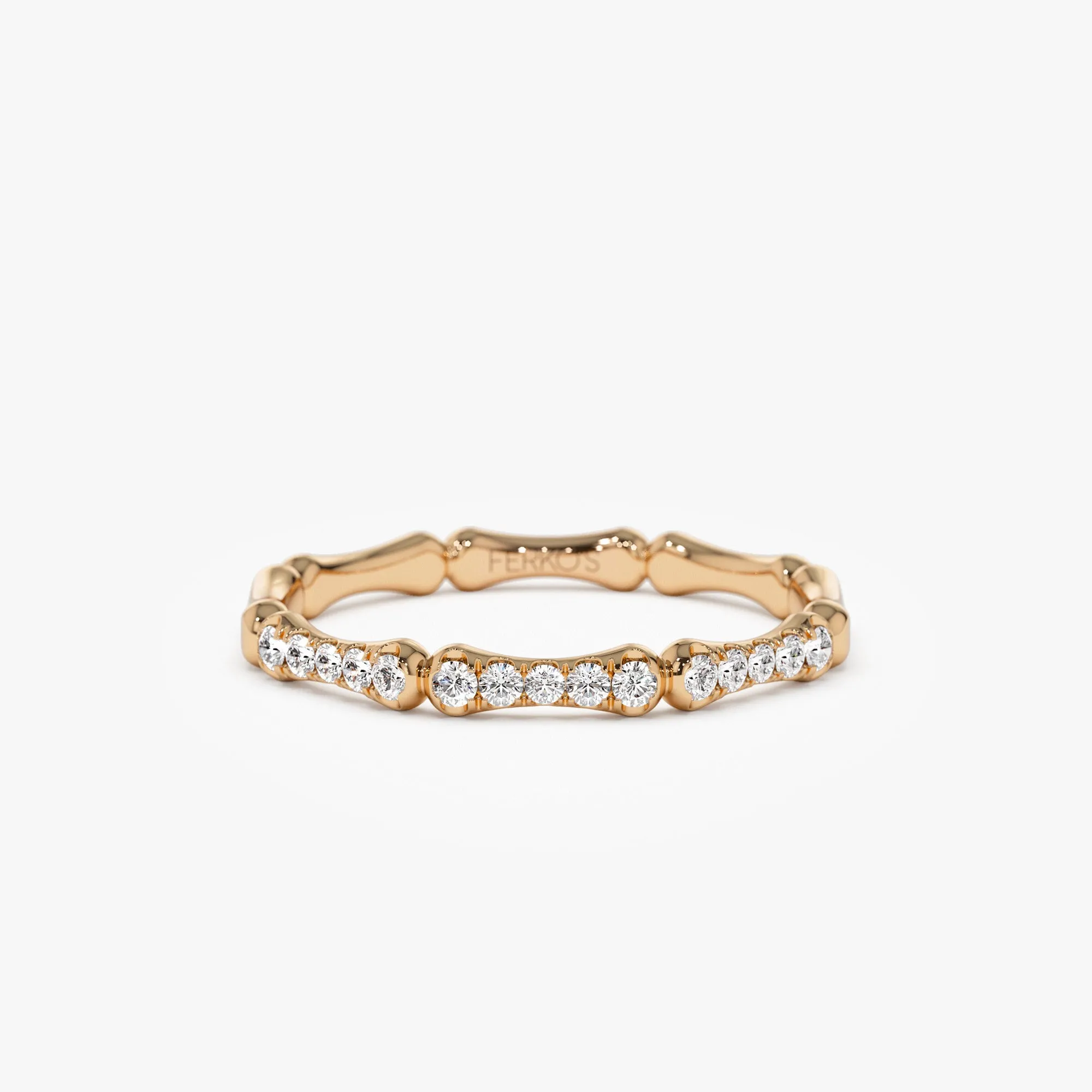 14k Pave Diamond Bamboo Ring