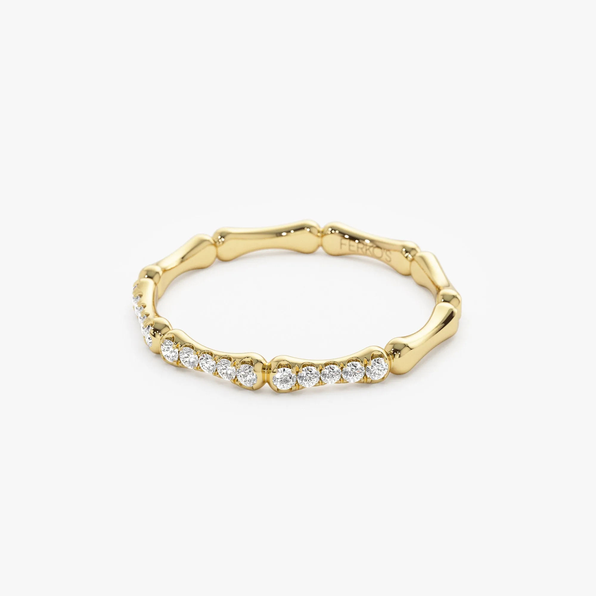 14k Pave Diamond Bamboo Ring