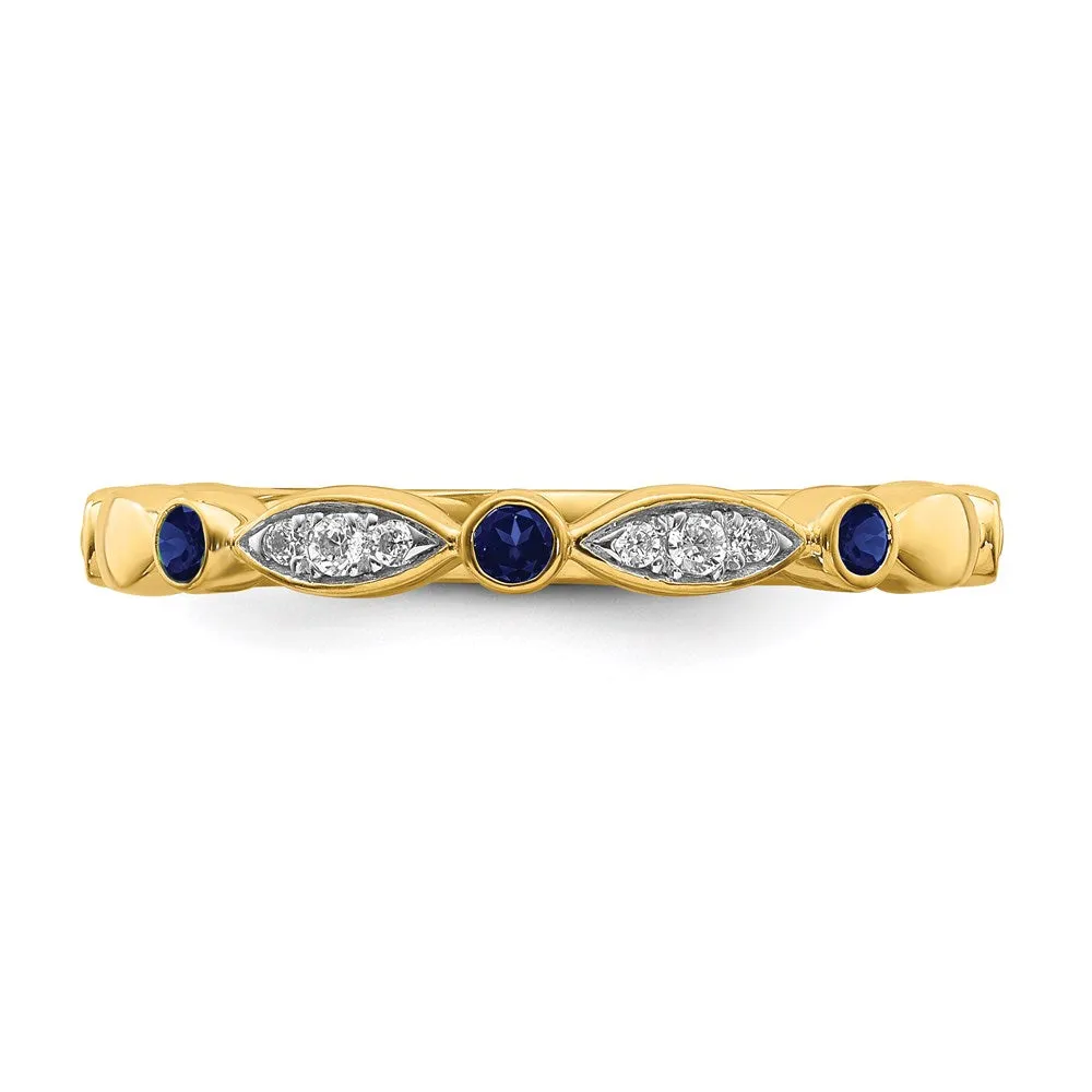 14k Stackable Expressions Created Sapphire and Diamond Ring | SK2088