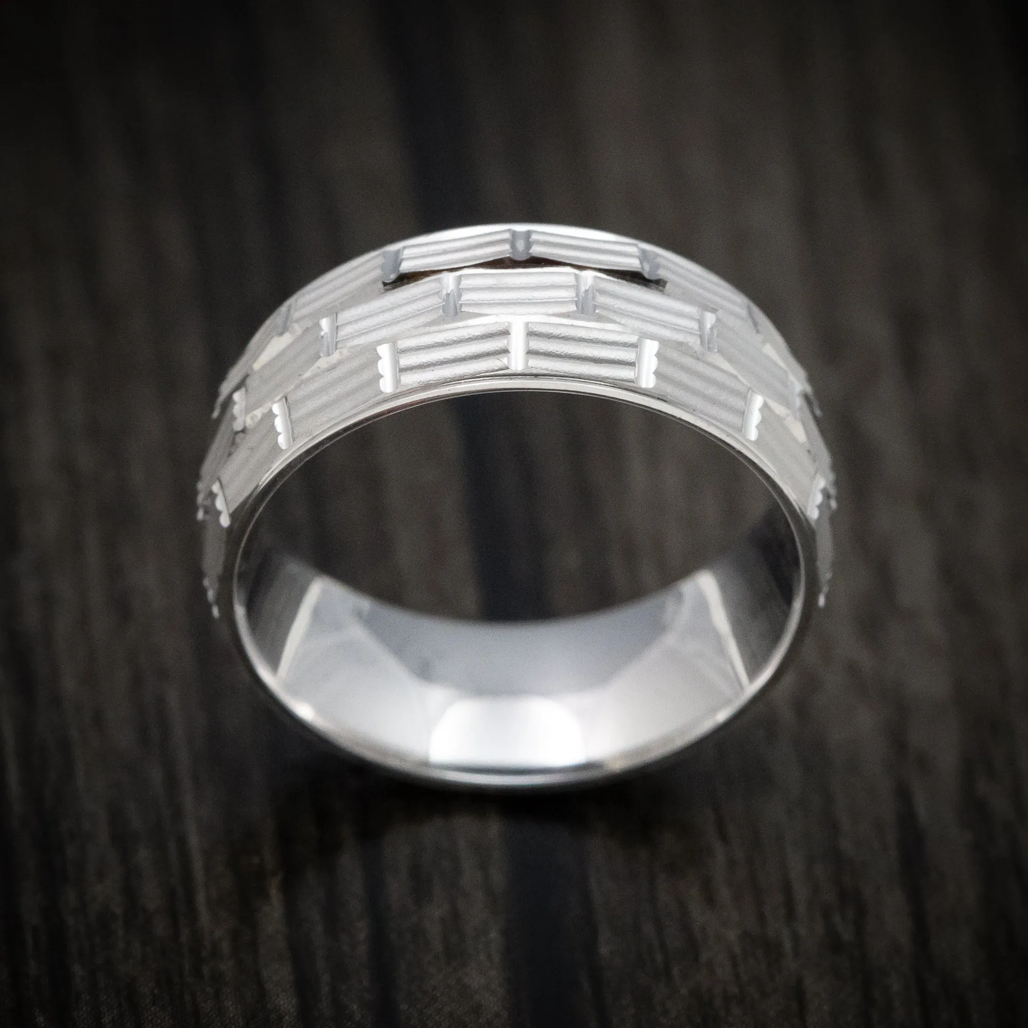 14K White Gold Men's Wedding Band Custom Made Ring