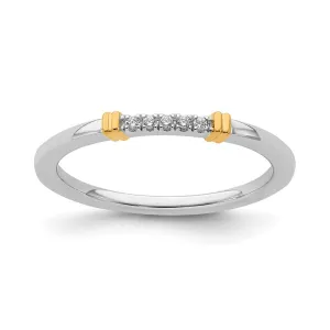 1.5mm 14k White & Yellow Gold .04 Ctw Diamond Stackable Band