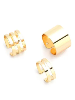 3PCS Gold Plated Hollow Out Ring Set