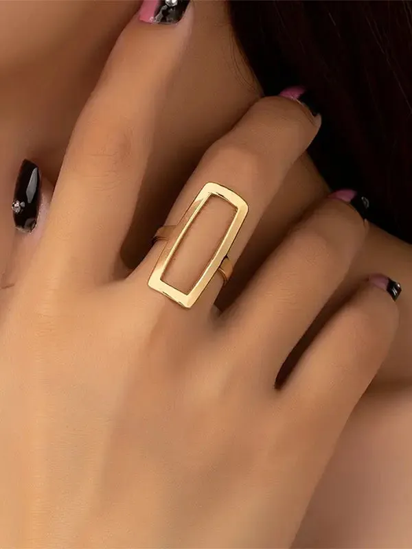 Adjustable Geometric Hollow Rings Accessories