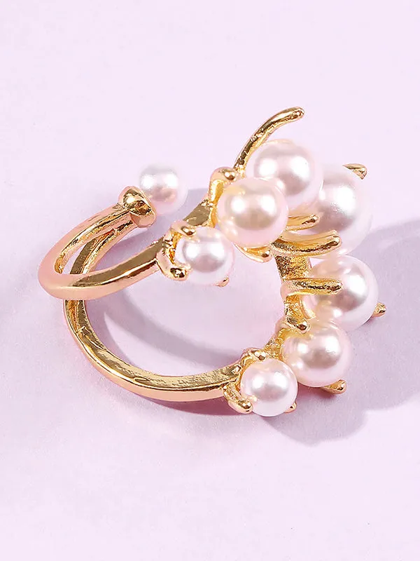 Adjustable Geometric Imitation Pearl Rings Accessories