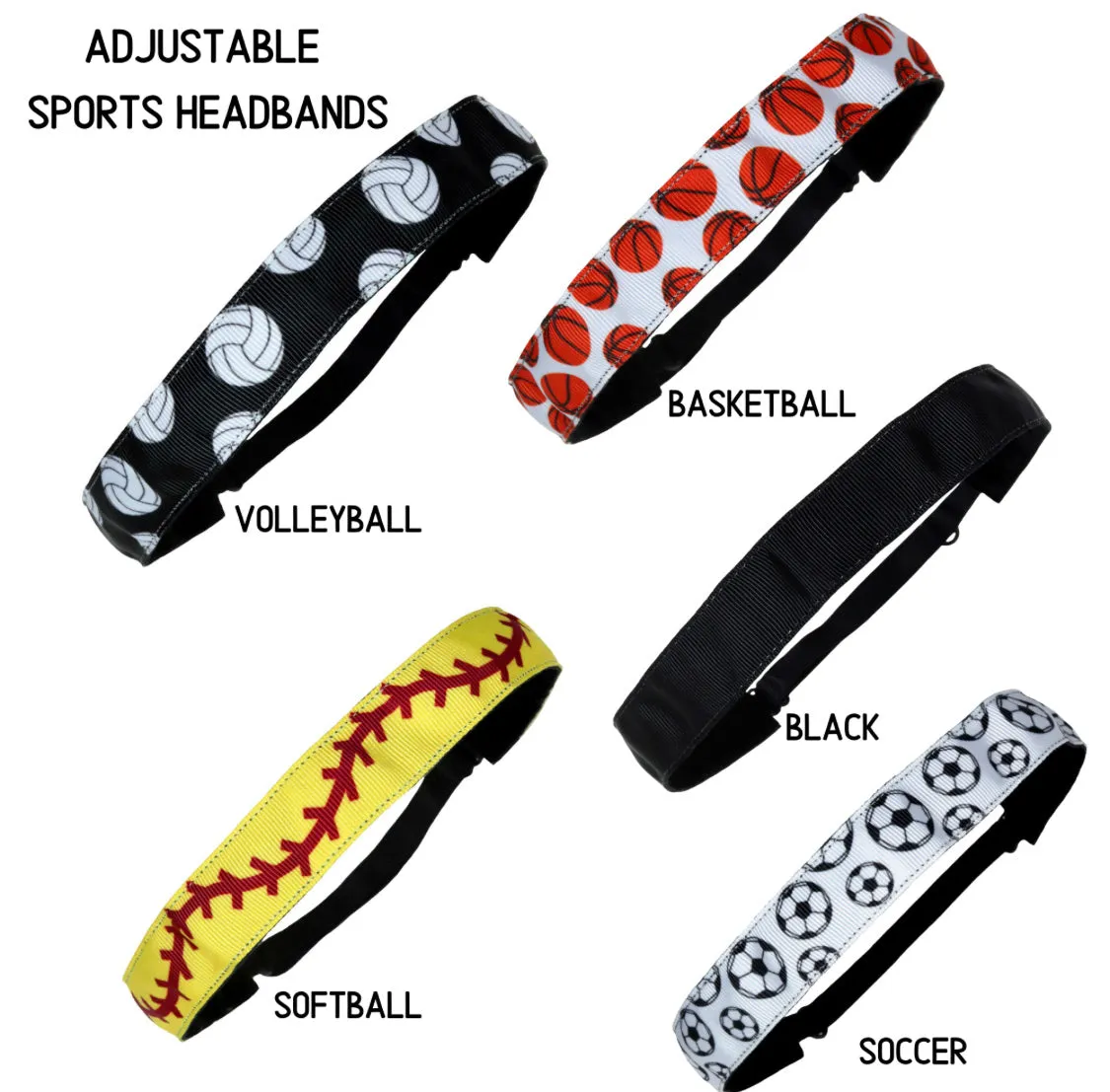 Adjustable Sports Seam Headband No Slip Grip