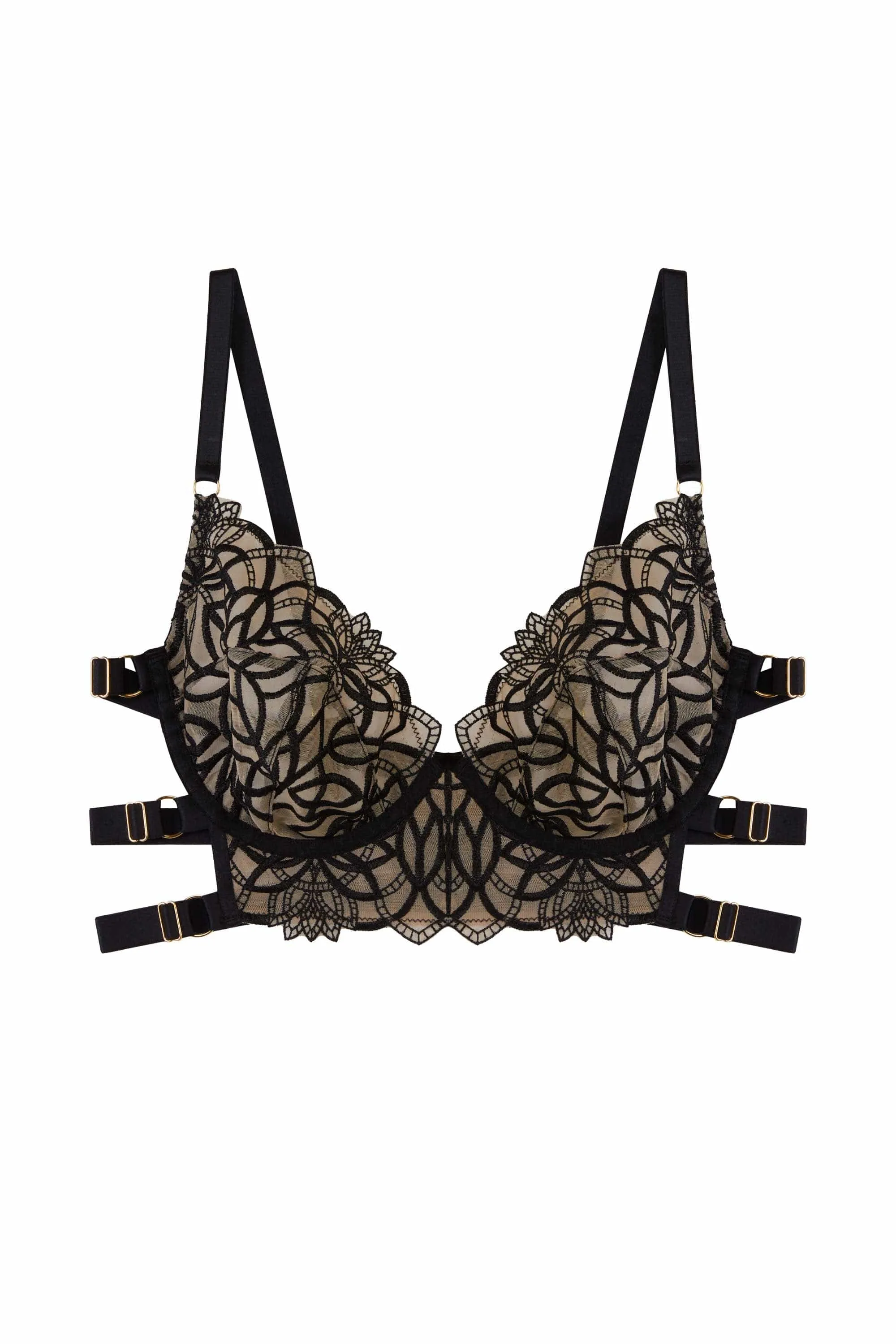 Aisha Black Optical Embroidery Ring Bra