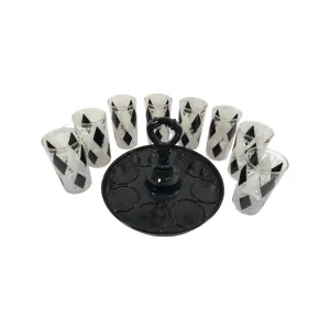 Anchor Hocking Mid-Century Black and White 9 Piece Beverage Set