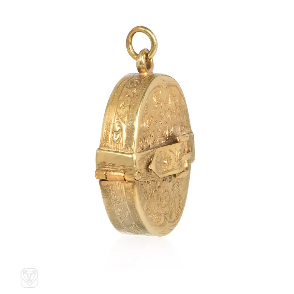 Antique gold belt buckle locket