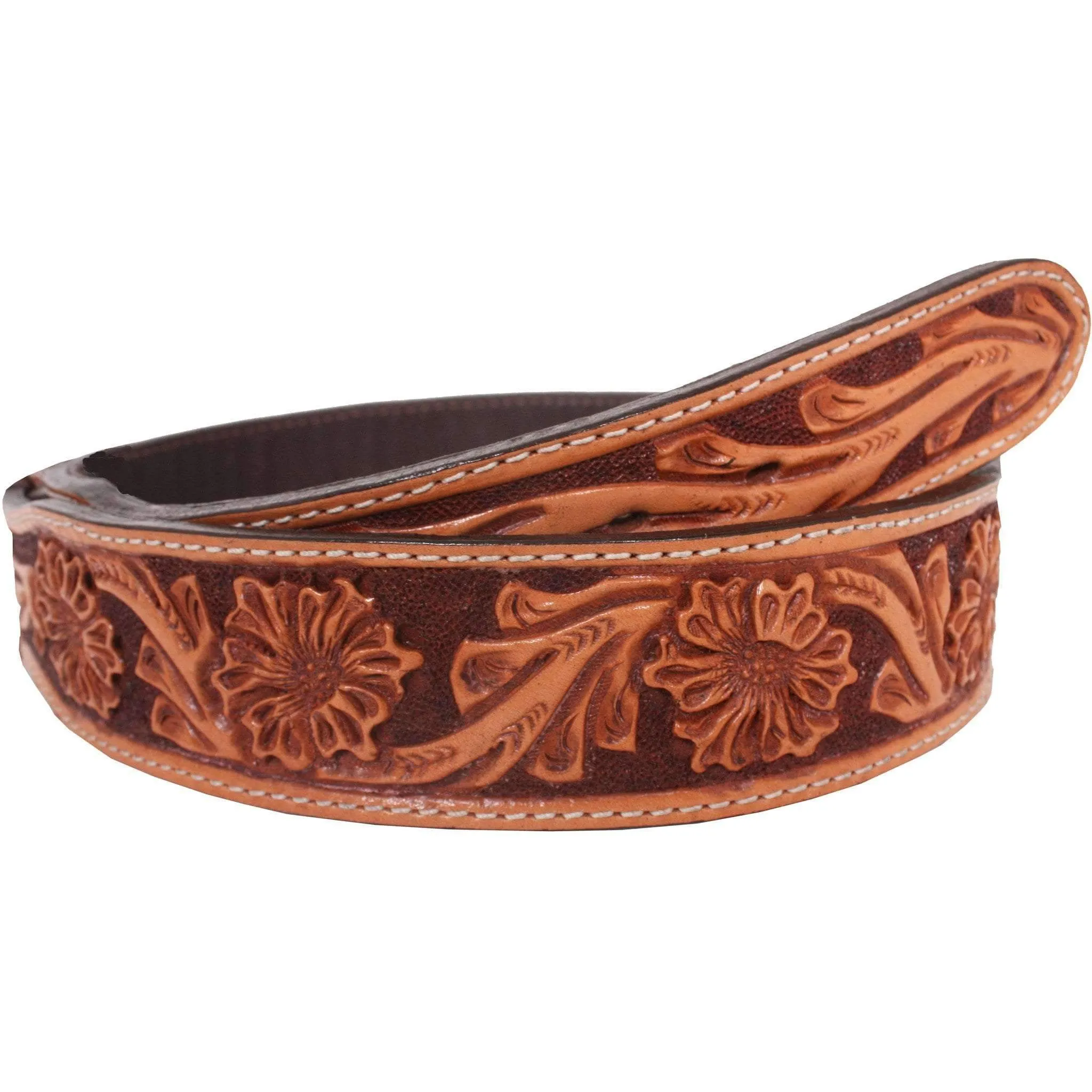 B024 - FAST SHIP Floral Tooled Tapered Belt