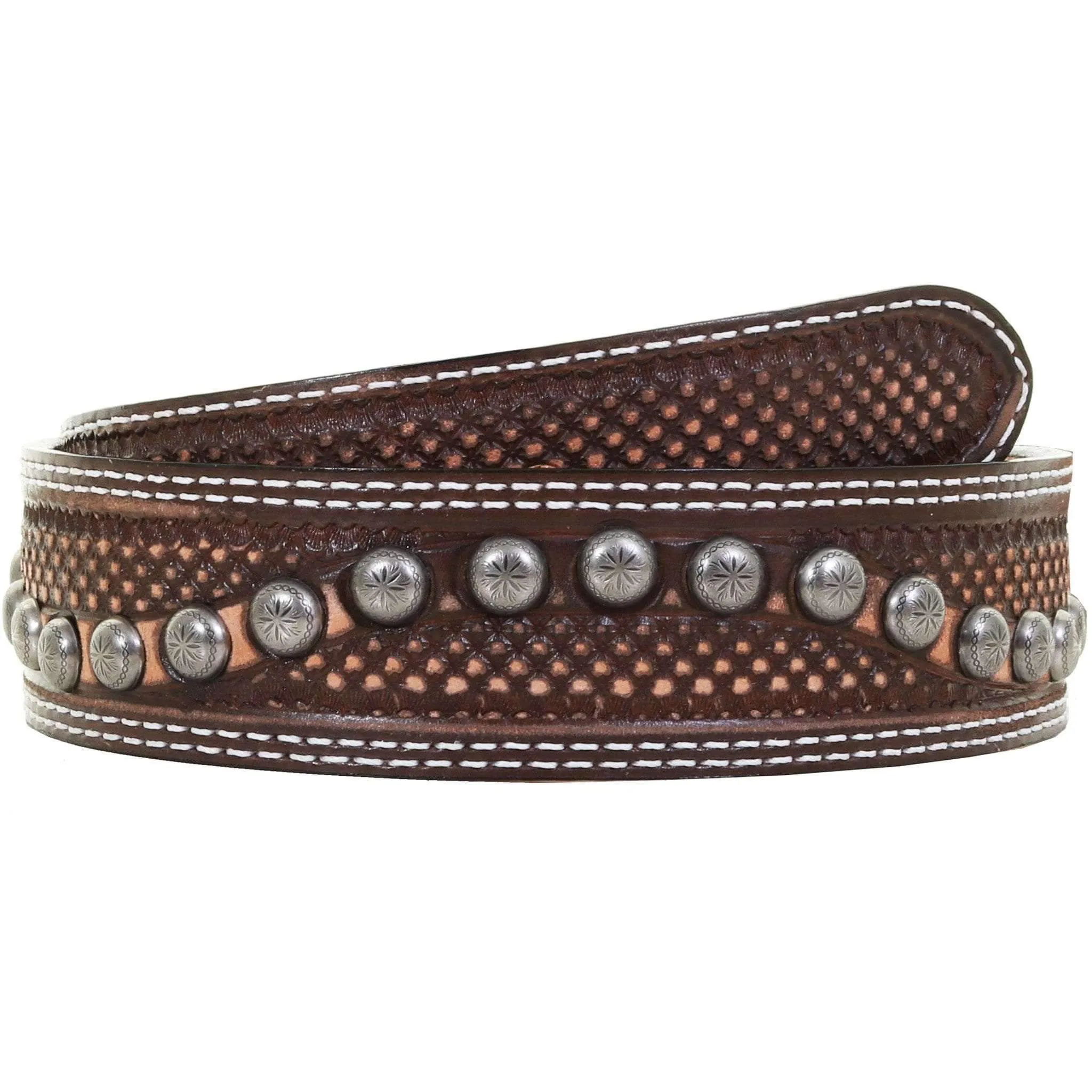 B1030 - Brown Vintage Studded Belt