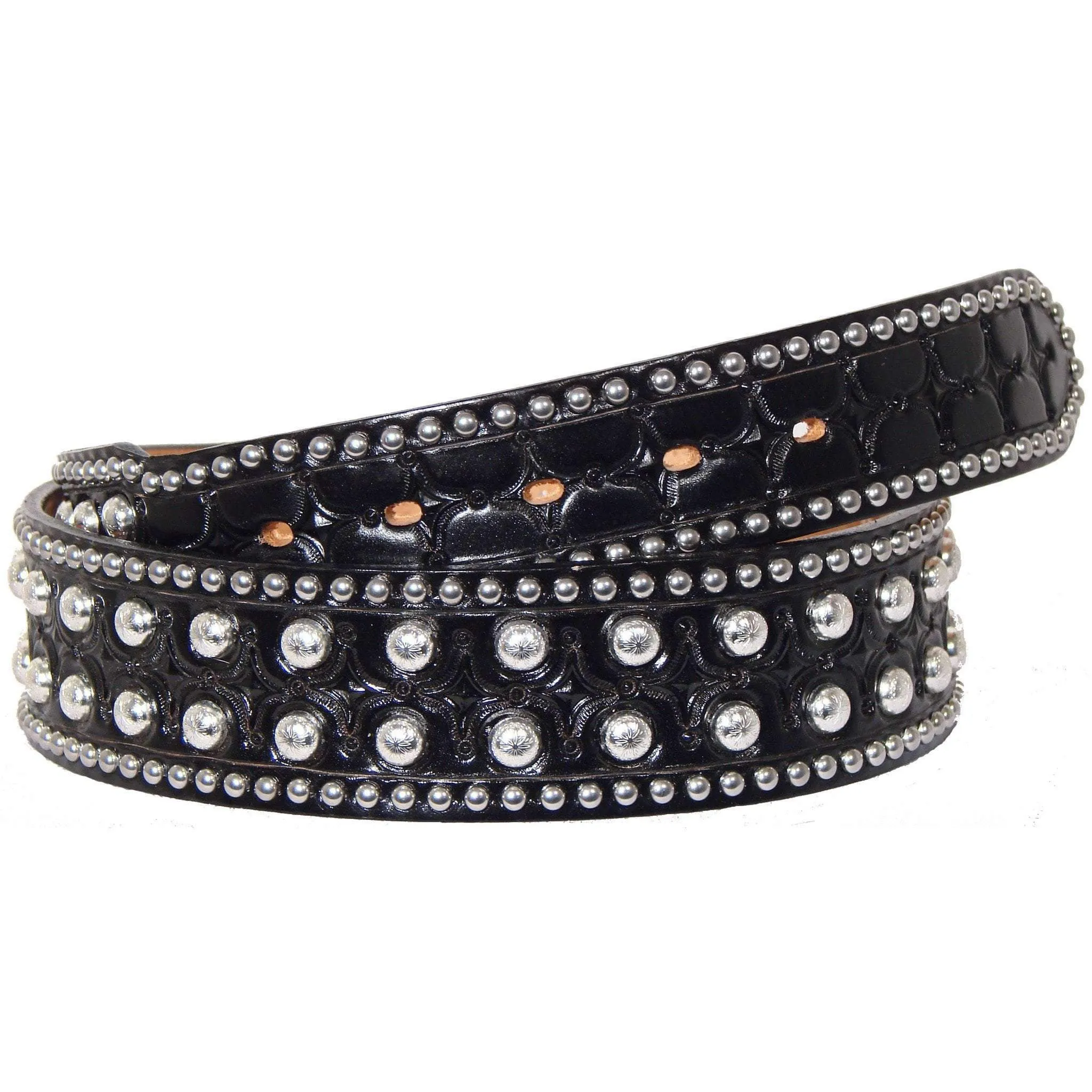 B116 - Black Leather Studded Belt