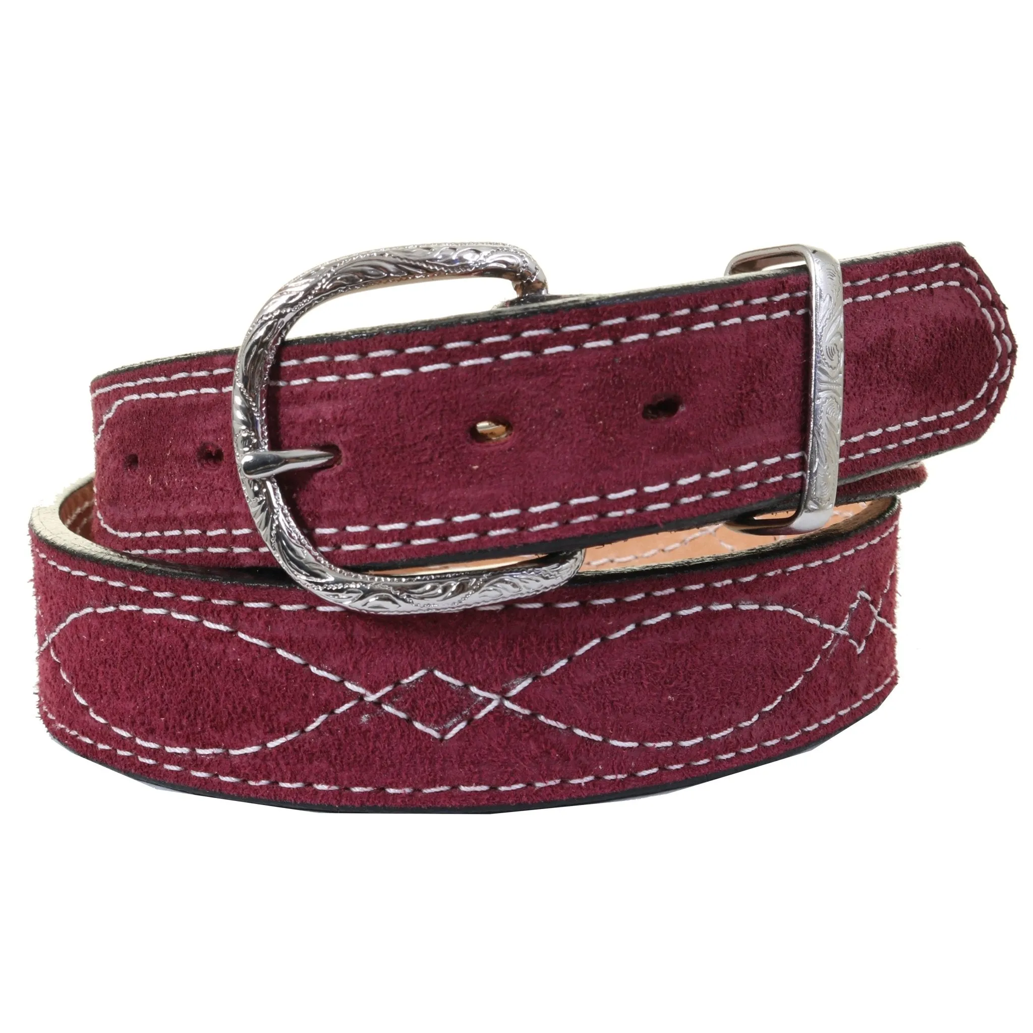 B1216B - Burgundy Suede Belt