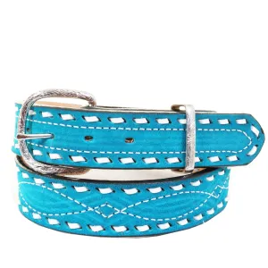 B1225A - Turquoise Blue Suede Belt