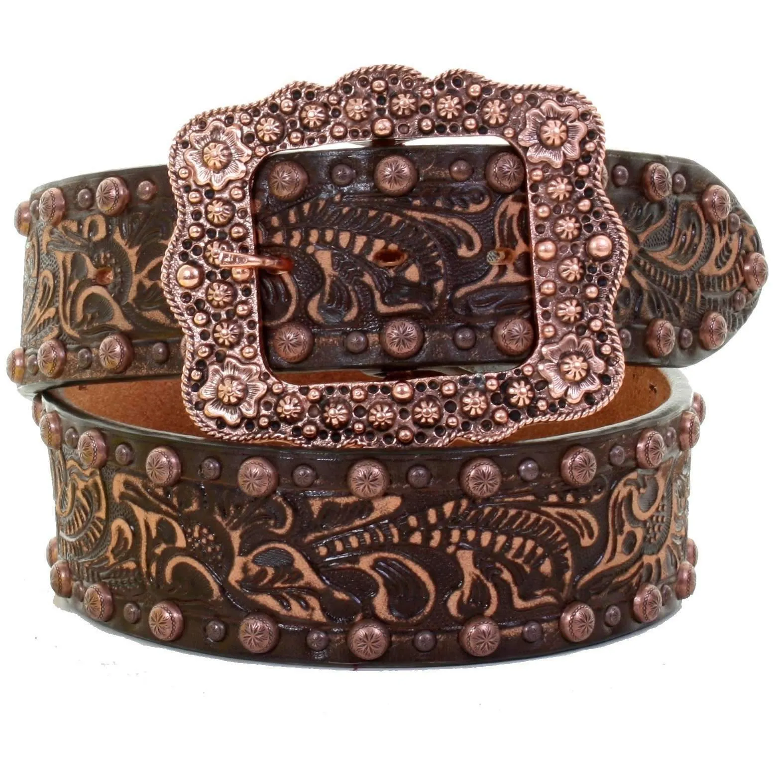 B299 - Brown Vintage Tooled Belt