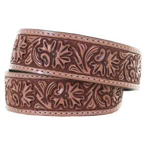 B731 - Natural Floral Tooled Belt