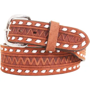 B744A - Chestnut Rough Out Tooled Belt