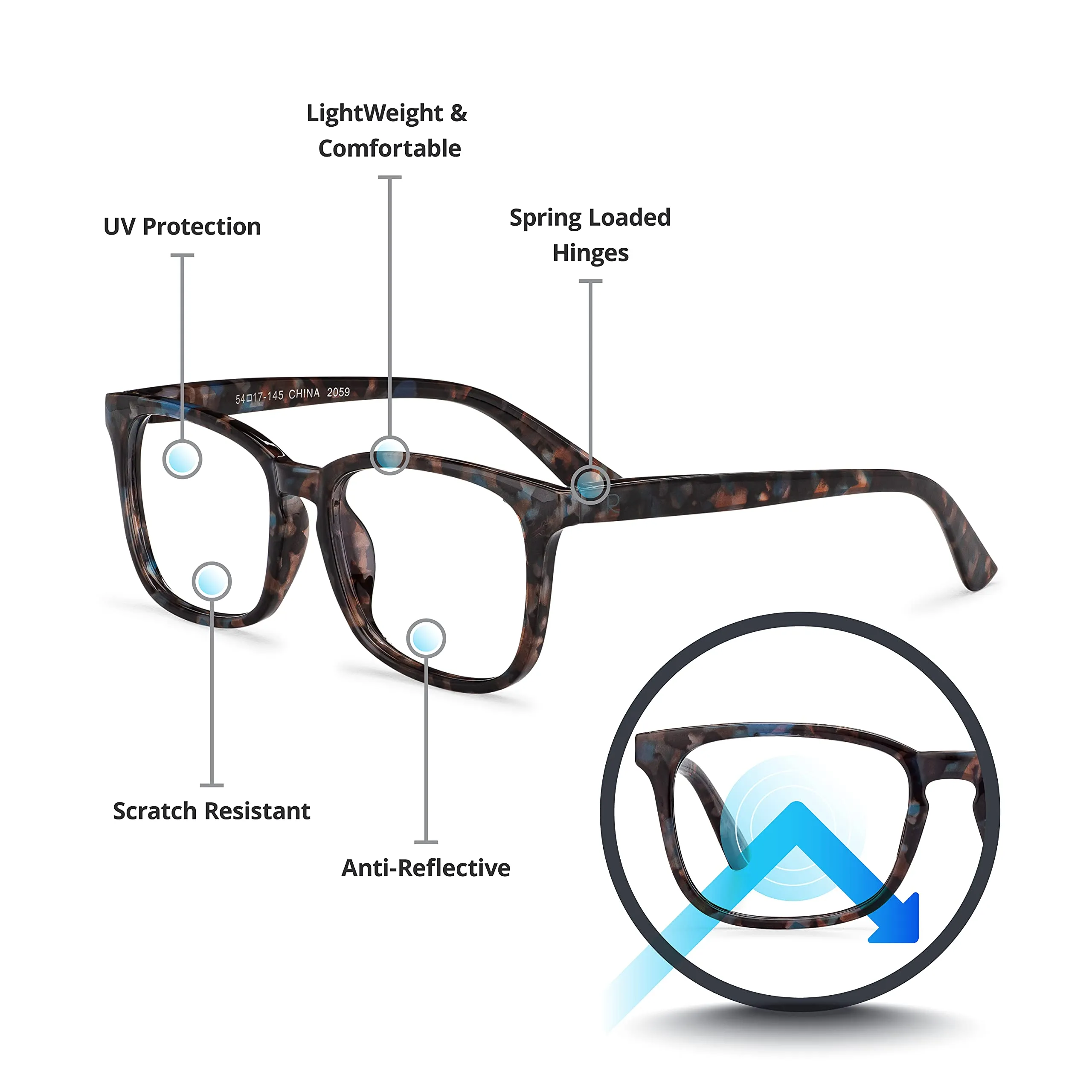 Blue-Light-Blocking-Reading-Glasses-Granite-0-25-Magnification-Computer-Glasses