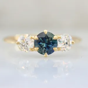 Blue Velvet Bi-Color Sapphire & Old European Cut Diamond Ring