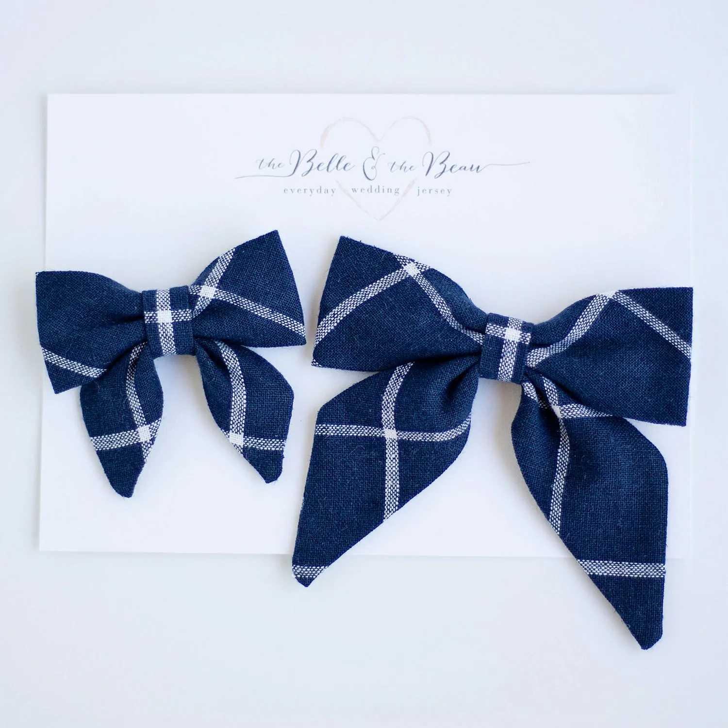 Boy's Bow Tie / Navy Linen Window Pane