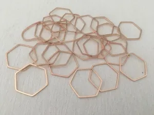 Brass Linking Ring Hexagon 18mm Rose Gold