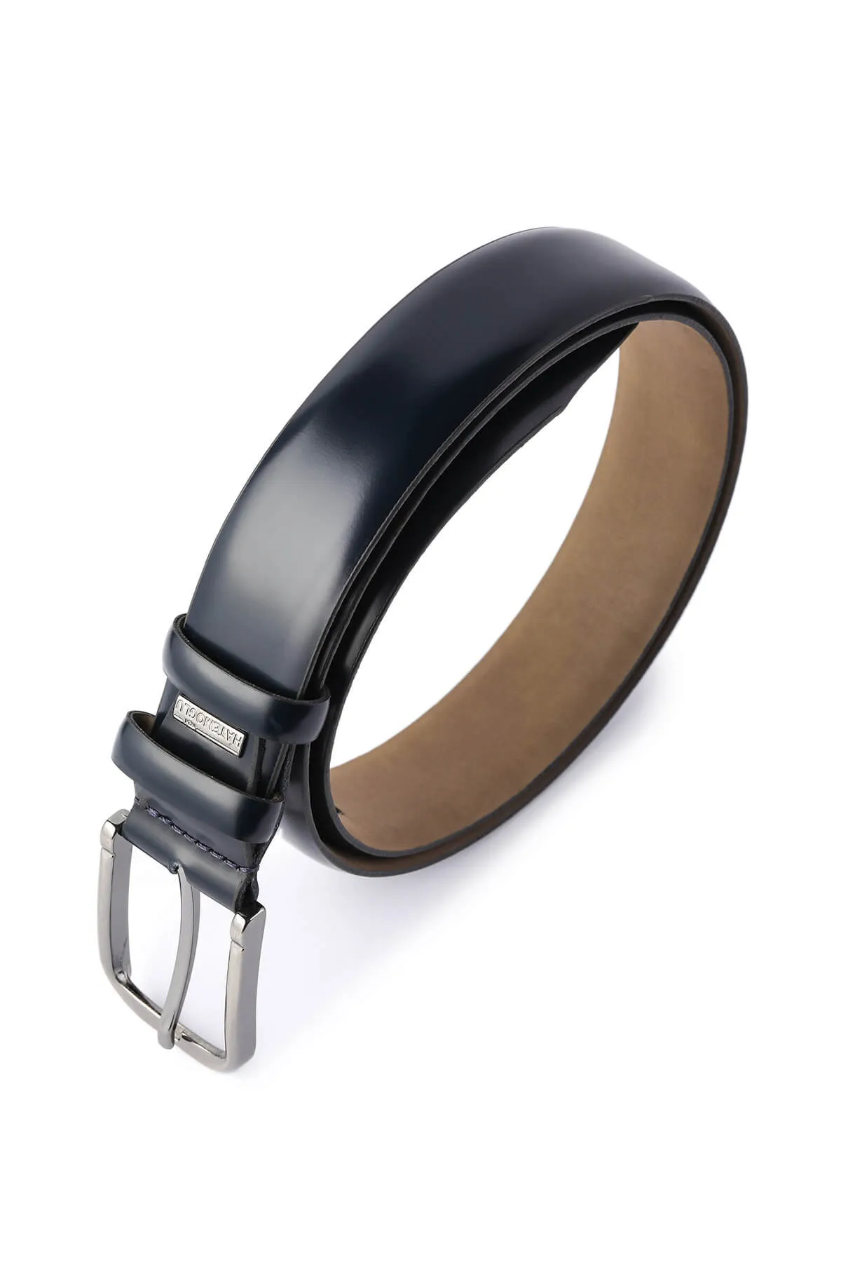 Classic Plain Navy Leather Belt