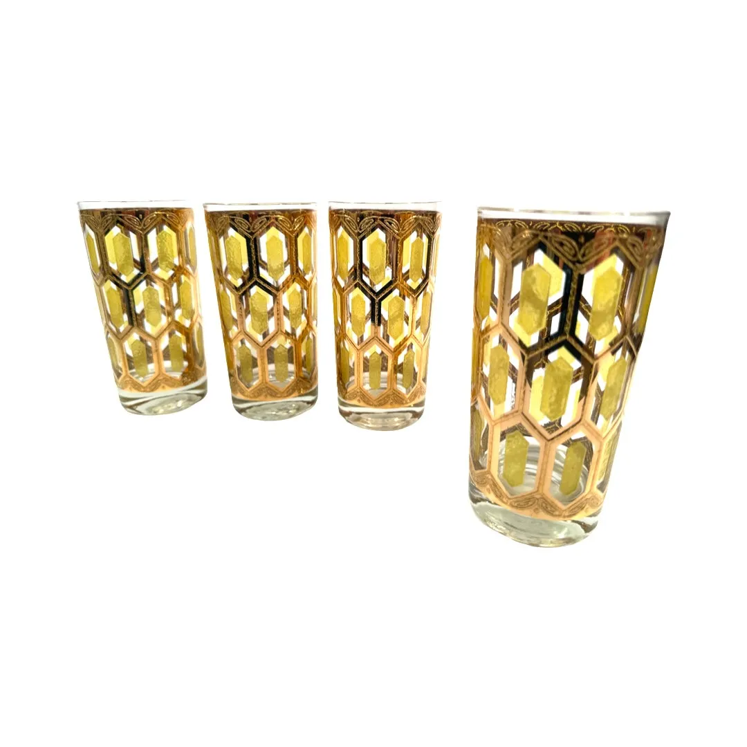 Culver Mid-Century Stained Glass Windows Glasses (Set of 4)