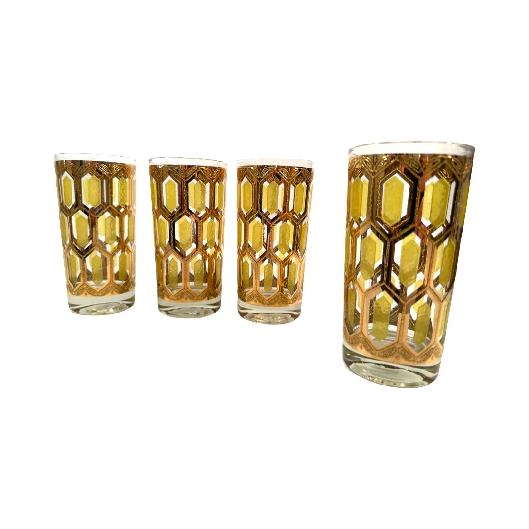 Culver Mid-Century Stained Glass Windows Glasses (Set of 4)