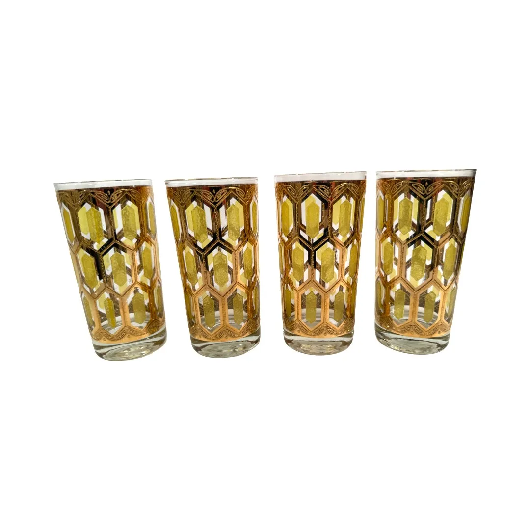 Culver Mid-Century Stained Glass Windows Glasses (Set of 4)