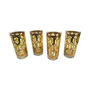 Culver Mid-Century Stained Glass Windows Glasses (Set of 4)