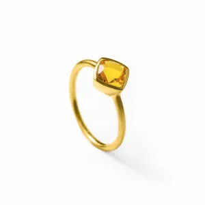 Diamond Shape Citrine Stacking Ring • November Birthstone