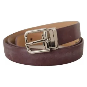 Dolce & Gabbana Brown Classic Leather Silver Logo Metal Buckle Belt