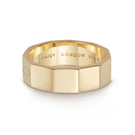 Engravable Geometric Band Ring 18ct Gold Plate