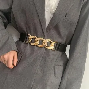 Fashion Women's Chain Belt Waist Elastic Belt Dress Coat Decorative Belt