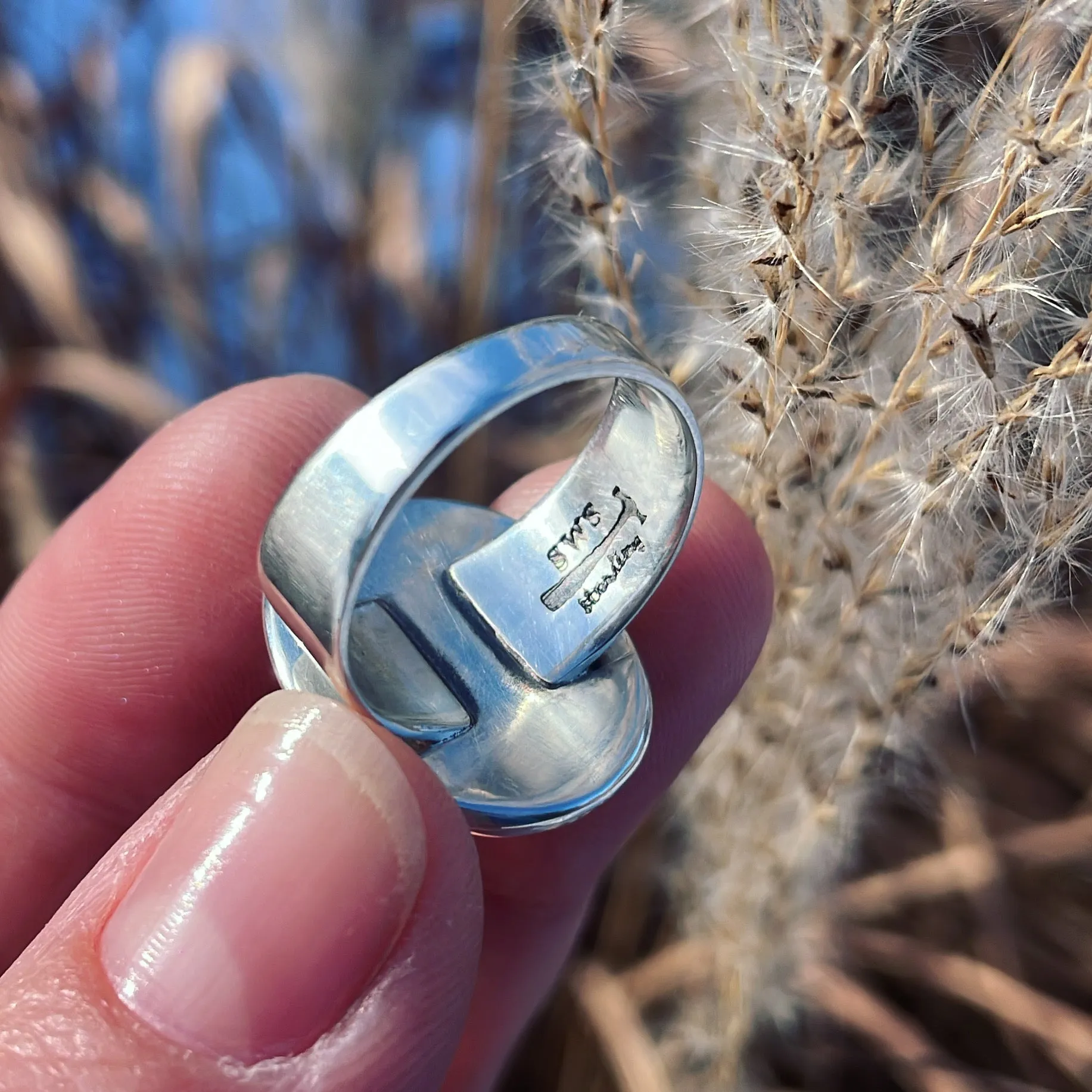 Geometric Cut Botswana Agate and Sterling Silver Ring