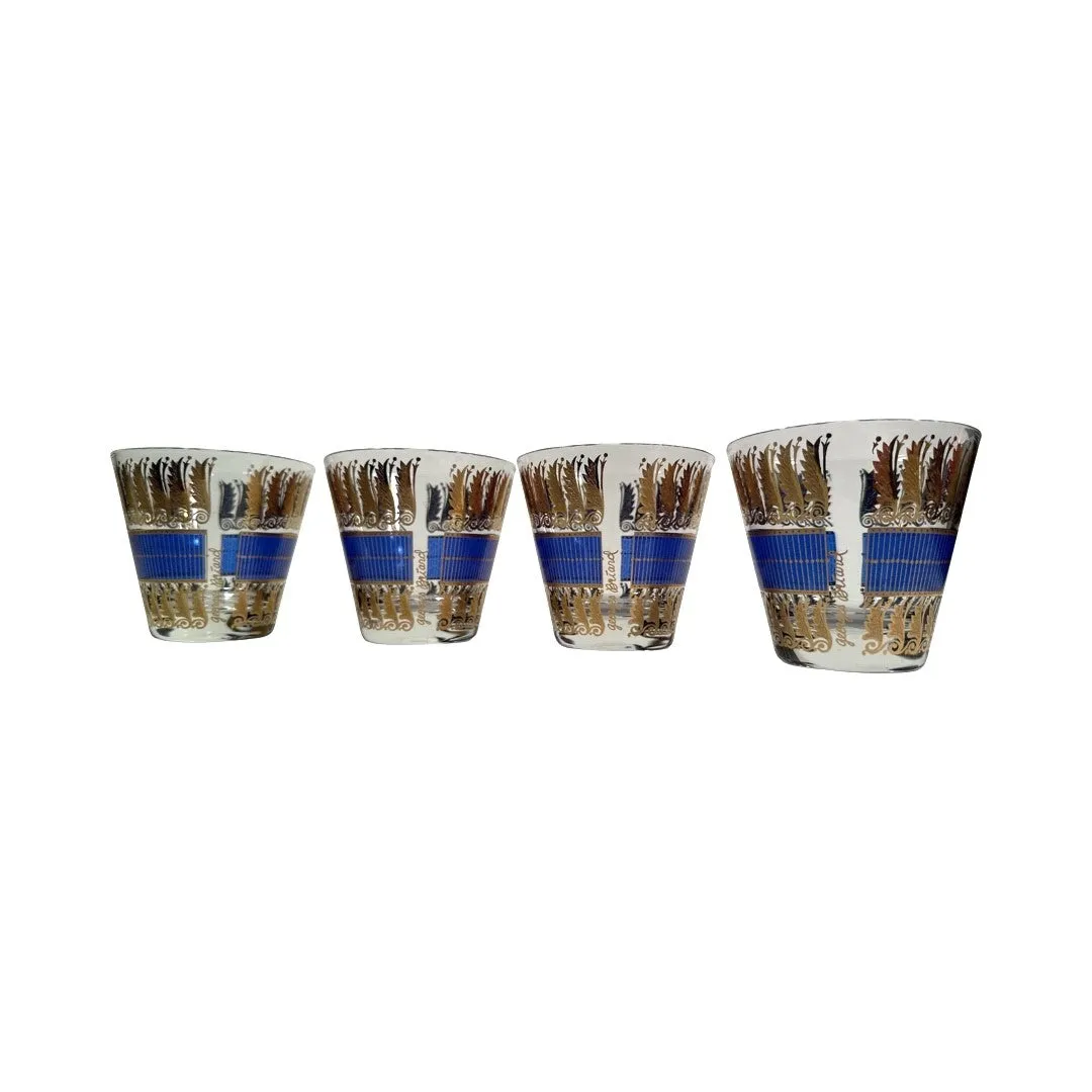 Georges Briard Signed Blue Art Deco Glasses (Set of 4)