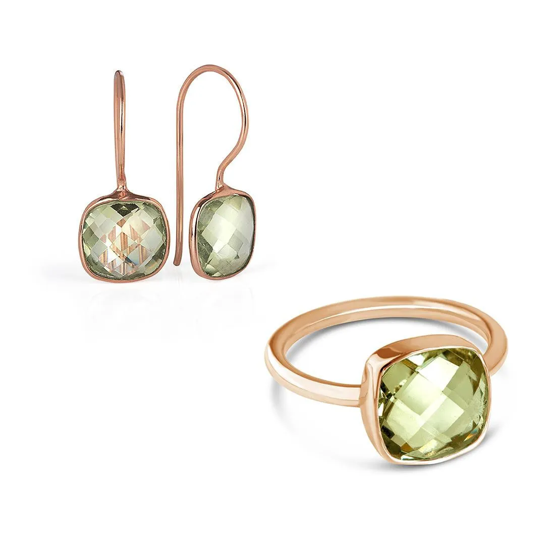 Green Amethyst Cocktail Ring | Rose Gold