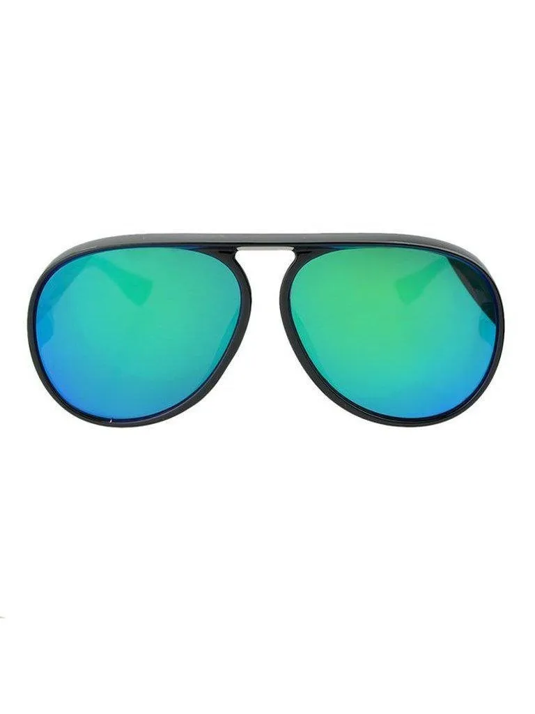 Green Large Frame Thick Side Sunglasses