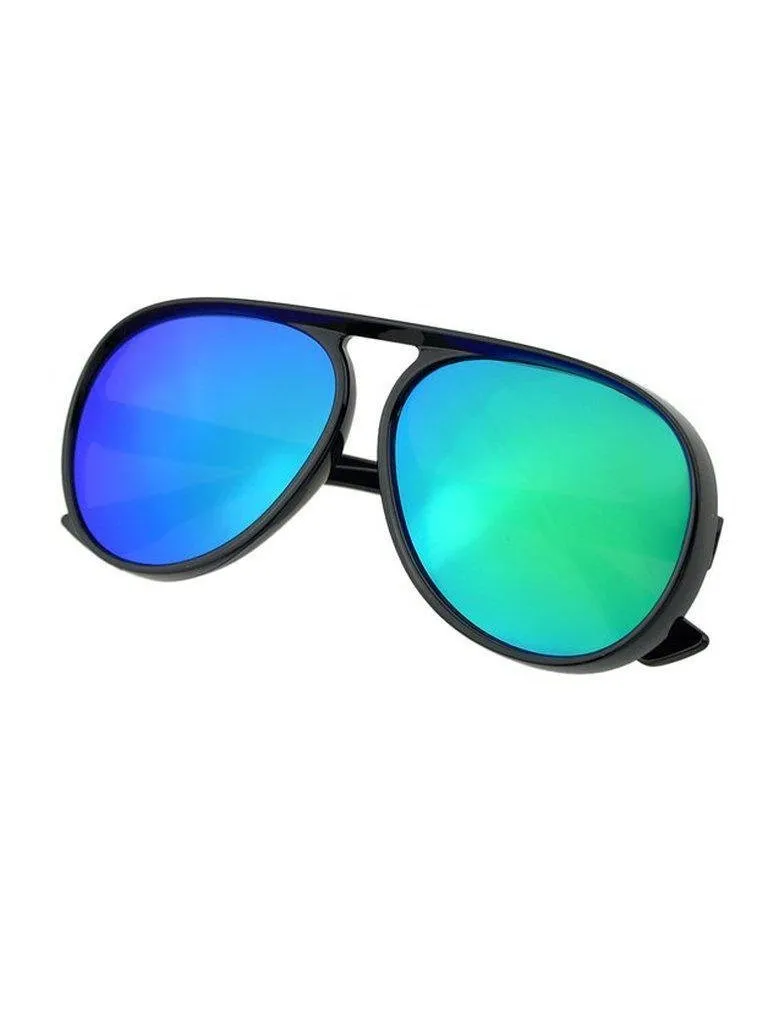 Green Large Frame Thick Side Sunglasses