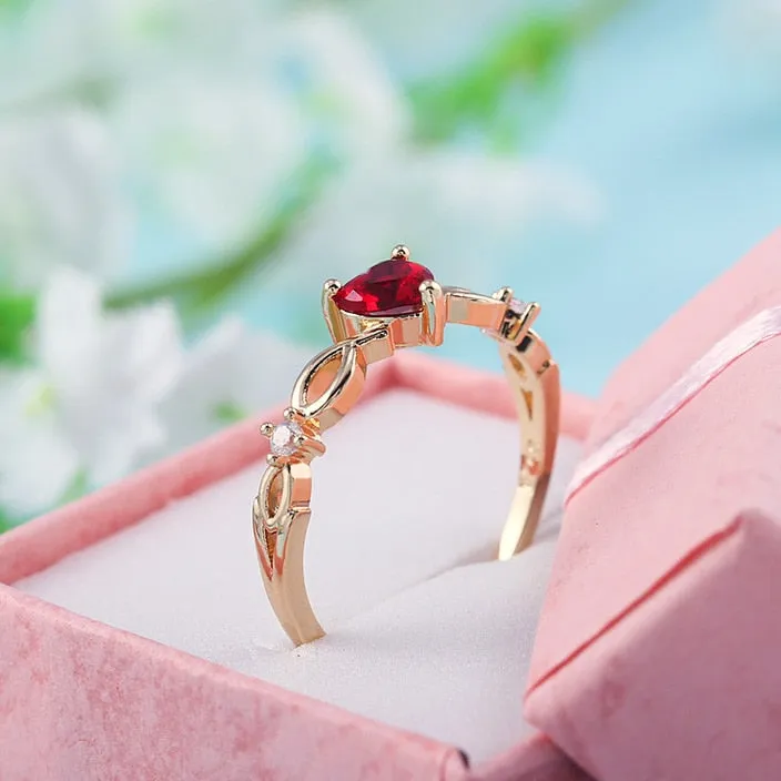 Huitan Simple Heart Ring For Women Female Cute Finger Rings Romantic Birthday Gift For Girlfriend Fashion Zircon Stone Jewelry