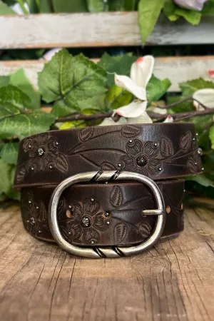 Ladies Floral Tooled Belt